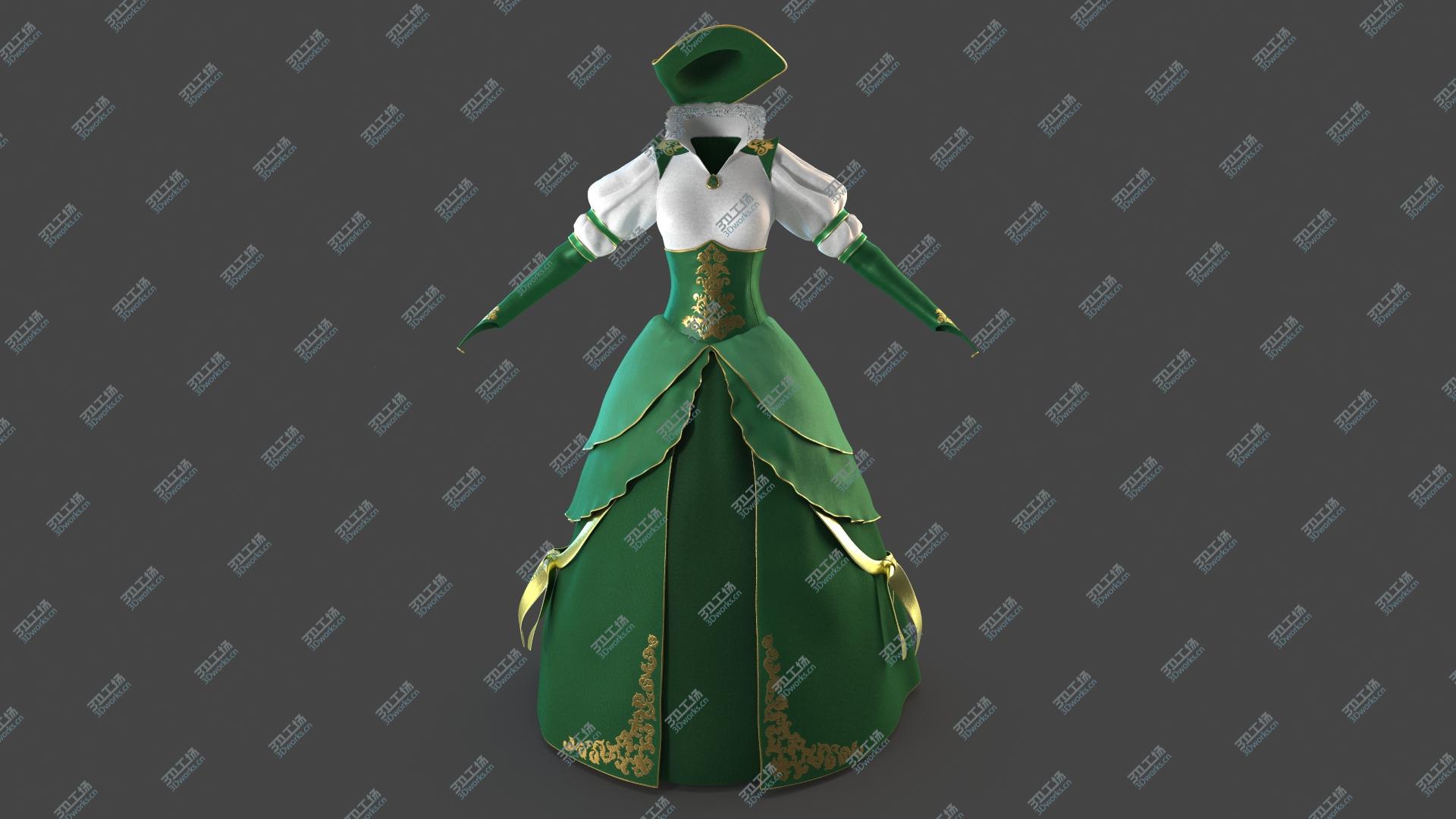 images/goods_img/2021040162/Green Vintage Dress with Hat 3D model/3.jpg